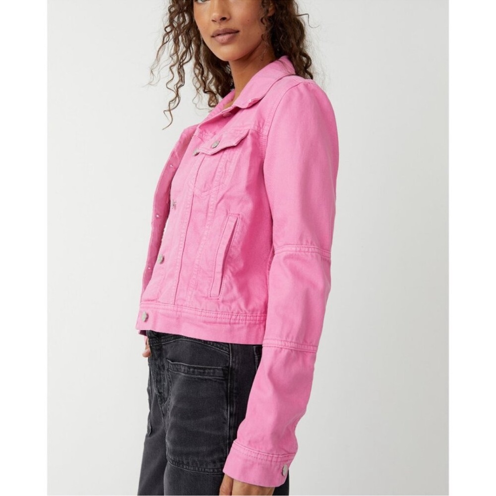 Free People Rumors PINK Denim Jean Jacket - Picture 2 of 5